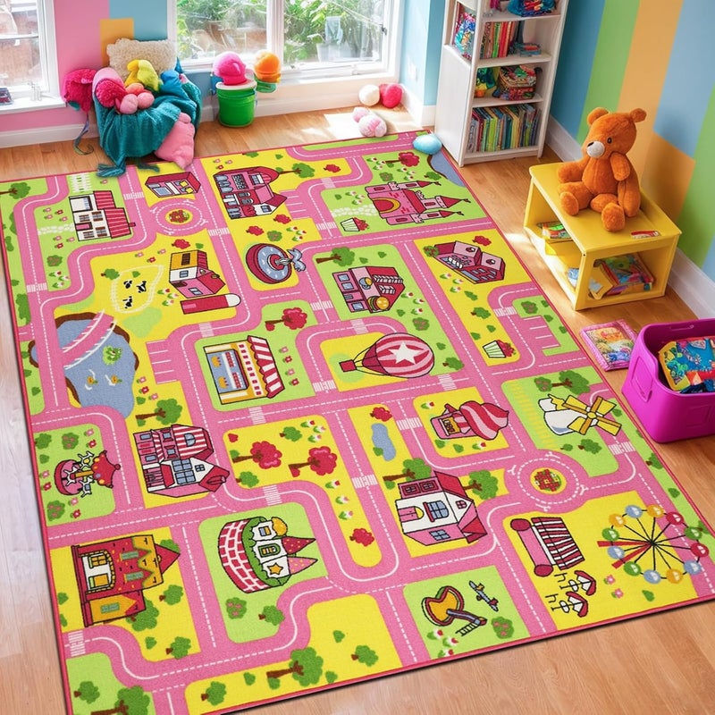 Capslpad Kids Play Rug 6.6x5.0 ft Large Size Kids Rug for Playroom Non Slip Washable Kid Car Road Carpet Educational Learning Area Rug Children Play Carpet for Bedroom,Classroom,Nursery Room Decor - Image 1